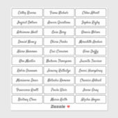 トランスペアレントモダンなスクリプトゲスト名のステッカー シール (シート)