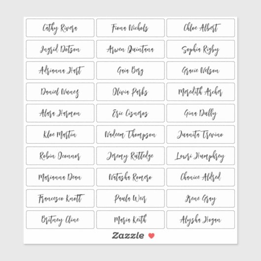トランスペアレントモダンなスクリプトゲスト名のステッカー シール (シート)