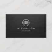 トランスポータートラックのアイコン濃いブラシ仕上げメタル 名刺 (正面)