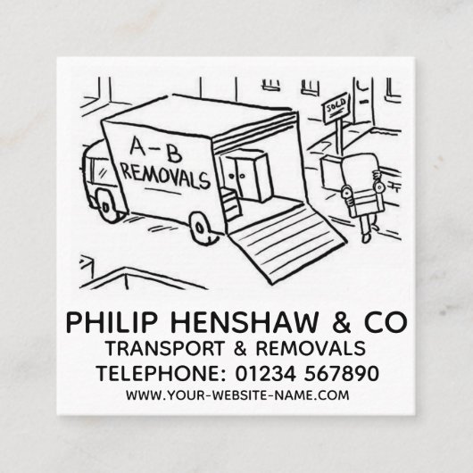 トランスポートと削除 スクエア名刺 (正面)