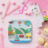 トランスポートシーン ペーパープレート (パーティー)