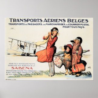 トランスポートAeriens Belges SABENA Old Travel Poster ポスター