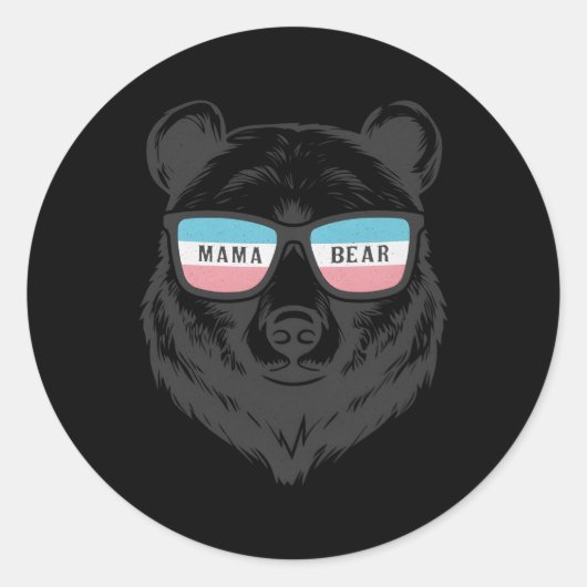 トランスママベアトランスジェンダー誇りを持ったアリーお母さんトランスージュ ラウンドシール (正面)