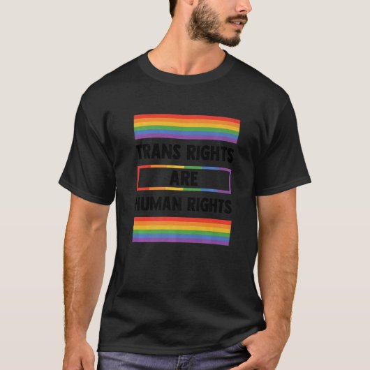 トランスライツは人権ゲイレインボーLgbtq Qu Tシャツ (正面)
