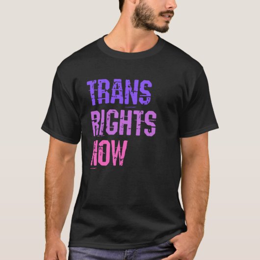 トランスライツ今の人権LGBTQトランスジェンダーFl Tシャツ (正面)