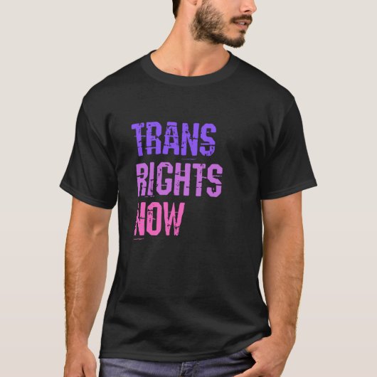 トランスライツ今の人権LGBTQトランスジェンダーFl Tシャツ (正面)