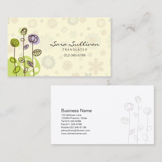 トランスレータビジネスカードドール線の花 名刺 (正面/裏面)