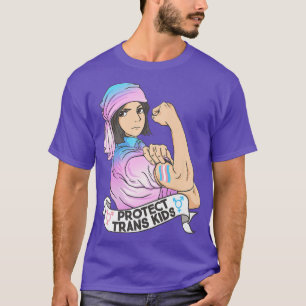 トランス保護トキッズかわいいアニメトランスジェンダープライド  Tシャツ