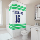 トランス2Xエメラルドグリーンストライプ文字 シャワーカーテン (インサイチュ)
