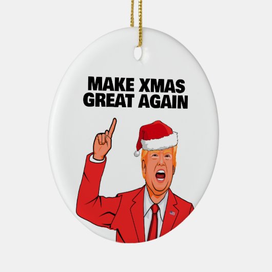 トランプおもしろいが再びクリスマスを素晴らし作る セラミックオーナメント (右)