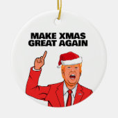 トランプおもしろいが再びクリスマスを素晴らし作る セラミックオーナメント (正面)