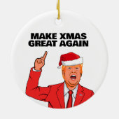 トランプおもしろいが再びクリスマスを素晴らし作る セラミックオーナメント (裏面)