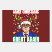 トランプおもしろいが再びクリスマスを素晴らし作る ラッピングペーパーシート (正面2)