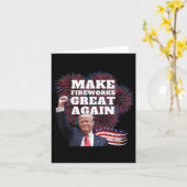 トランプおもしろいが再び新素晴らし年Evに花火を打ち上げ カード (黄色い花)