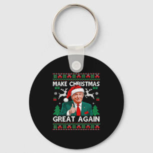トランプおもしろいが再び醜い素晴らし汗をクリスマスに作る キーホルダー