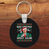 トランプおもしろいが再び醜い素晴らし汗をクリスマスに作る キーホルダー (正面)