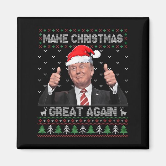 トランプおもしろいが再び醜い素晴らし汗をクリスマスに作る マグネット (正面)