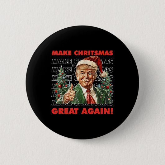 トランプおもしろいが再び醜い素晴らし汗をクリスマスに作る 缶バッジ (正面)