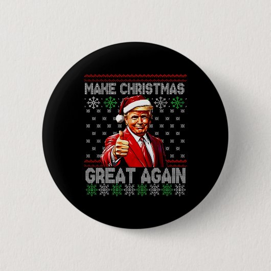 トランプおもしろいが再び醜い素晴らし汗をクリスマスに作る 缶バッジ (正面)
