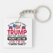 トランプおもしろいが私を好きにならない キーホルダー (裏面)