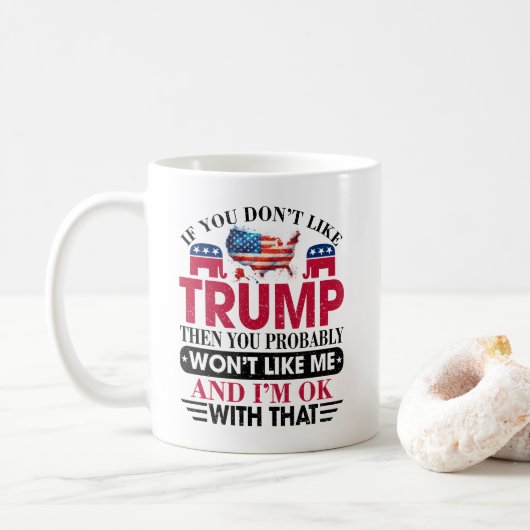 トランプおもしろいが私を好きにならない コーヒーマグカップ (ドーナツ)