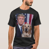 トランプおもしろいとゴールデンレトリエバードッグアメリカ国旗Elec Tシャツ (正面)
