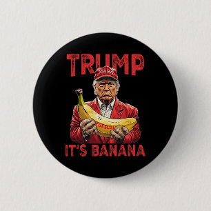 トランプおもしろいにとってバナナはかりで測だ 缶バッジ