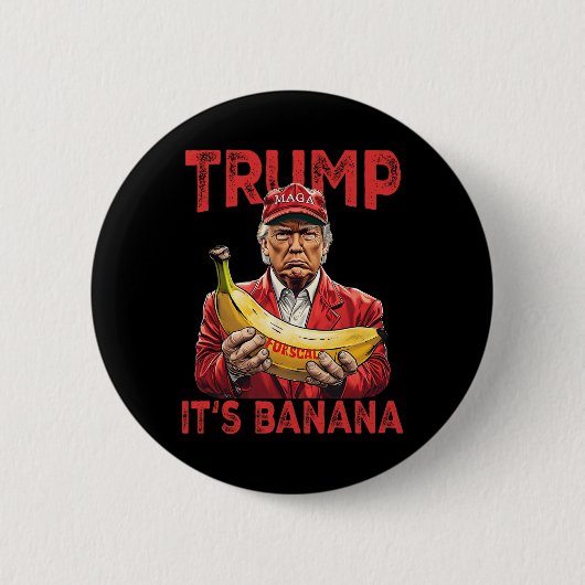 トランプおもしろいにとってバナナはかりで測だ 缶バッジ (正面)