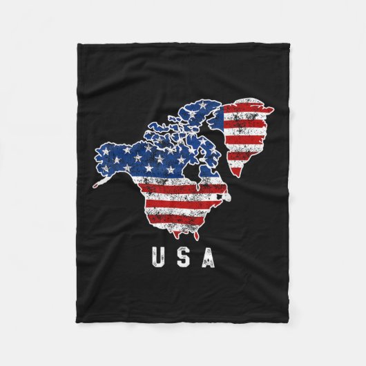 トランプおもしろいのアメリカ地図とカナダの姿 フリースブランケット (正面)