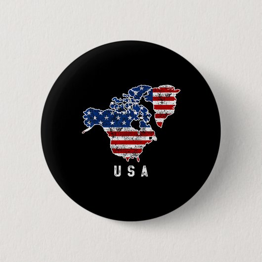 トランプおもしろいのアメリカ地図とカナダの姿 缶バッジ (正面)