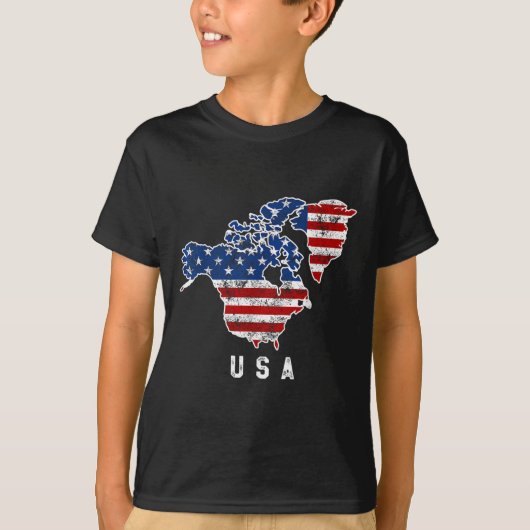 トランプおもしろいのアメリカ地図とカナダの姿 Tシャツ (正面)