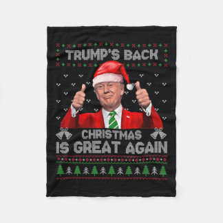トランプおもしろいのバッククリスマスは再び素晴らしクリスマスP フリースブランケット