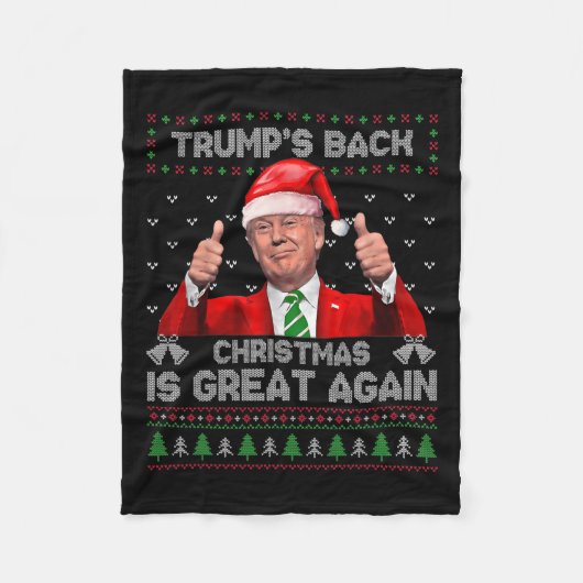 トランプおもしろいのバッククリスマスは再び素晴らしクリスマスP フリースブランケット (正面)