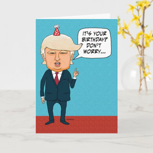 トランプおもしろいは老人をデポートしない誕生日 カード (黄色い花)