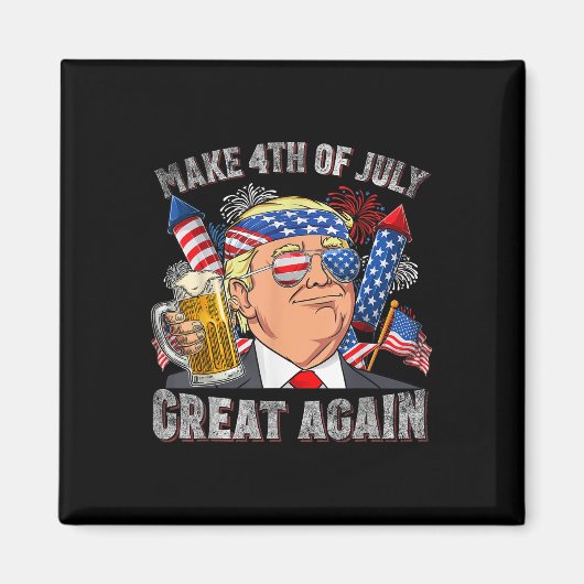 トランプおもしろいは7月の4日に再び男素晴らし性を作る マグネット (正面)