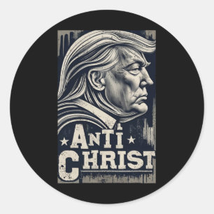 トランプおもしろいアンチキリスト・イエス・キリスト教信仰Tee ラウンドシール
