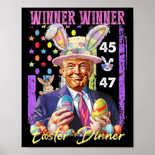 トランプおもしろいイースター勝者イースターディナーラブ ポスター (正面)