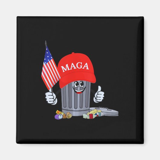 トランプおもしろいガベージ缶漫画のキャラクターのアメリカ人 マグネット (正面)