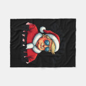 トランプおもしろいクリスマスサンタクロース フリースブランケット (正面(横))