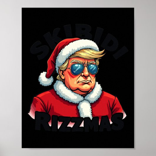 トランプおもしろいクリスマスサンタクロース ポスター (正面)