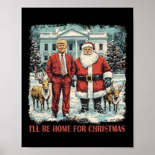 トランプおもしろいクリスマスサンタ私はクリスマスに家に帰る ポスター (正面)