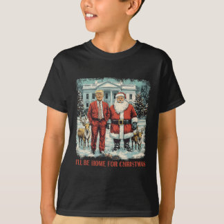 トランプおもしろいクリスマスサンタ私はクリスマスに家に帰る Tシャツ