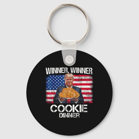 トランプおもしろいクリスマスデザイン優勝者Cookie キーホルダー (正面)