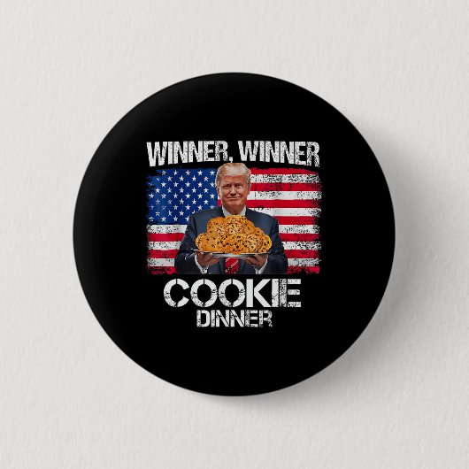 トランプおもしろいクリスマスデザイン優勝者Cookie 缶バッジ (正面)