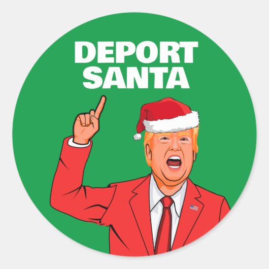 トランプおもしろいクリスマスデポートサンタ ラウンドシール (正面)