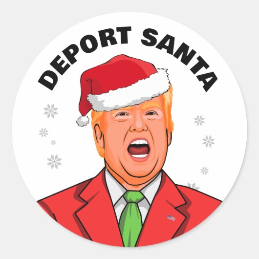 トランプおもしろいクリスマスデポートサンタ ラウンドシール (正面)
