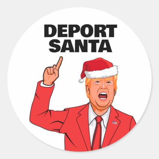 トランプおもしろいクリスマスデポートサンタ ラウンドシール (正面)