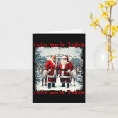 トランプおもしろいクリスマスパジャマ私はChristmaのホームになる カード (黄色い花)