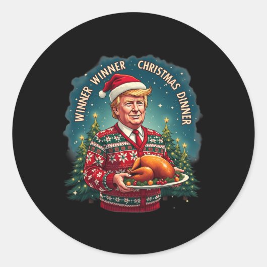トランプおもしろいクリスマスユーモア受賞者クリスマ ラウンドシール (正面)