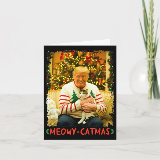 トランプおもしろいクリスマス猫好きムオウィカタマスキャット カード (正面)